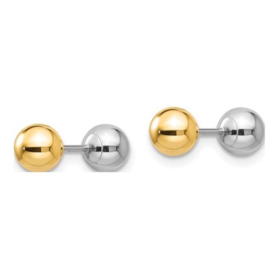 14K Two-Tone Gold Reversible Ball Screw Back Stud Earrings – view 5