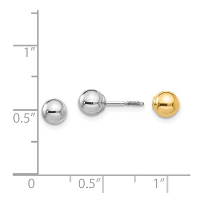 14K Two-Tone Gold Reversible Ball Screw Back Stud Earrings – view 6