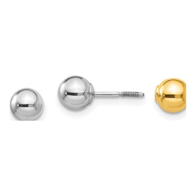 14K Two-Tone Gold Reversible Ball Screw Back Stud Earrings