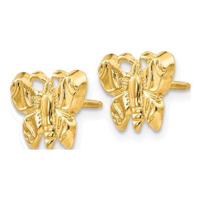 14K Yellow Gold Butterfly Screwback Stud Earrings – view 3