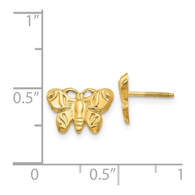 14K Yellow Gold Butterfly Screwback Stud Earrings – view 5