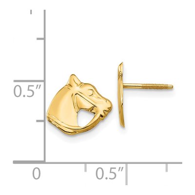 14K Yellow Gold Horse Head Screwback Stud Earrings – view 5