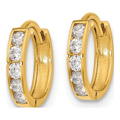 14K Yellow Gold 11mm CZ Huggie Hoop Earrings – view 3