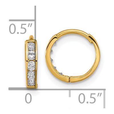 14K Yellow Gold 11mm CZ Huggie Hoop Earrings – view 4