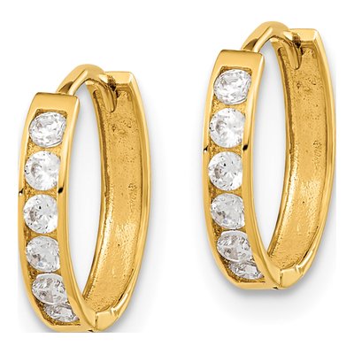 14K Yellow Gold 11mm CZ Huggie Hoop Earrings – view 3