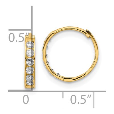 14K Yellow Gold 11mm CZ Huggie Hoop Earrings – view 4
