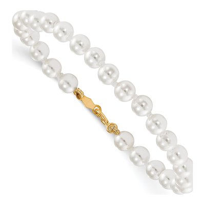 14K Yellow Gold Simulated Pearl Girls' Bracelet
