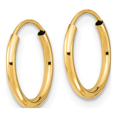14K Yellow Gold 12mm Endless Hoop Earrings – view 2