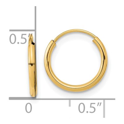 14K Yellow Gold 12mm Endless Hoop Earrings – view 3