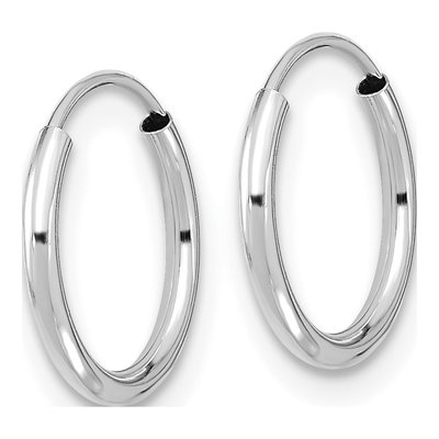 14K White Gold 12mm Endless Hoop Earrings – view 3