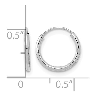 14K White Gold 12mm Endless Hoop Earrings – view 6
