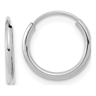 14K White Gold 12mm Endless Hoop Earrings