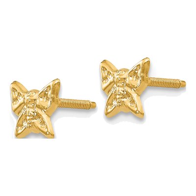 14K Yellow Gold Butterfly Screwback Stud Earrings – view 3