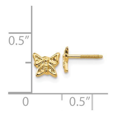 14K Yellow Gold Butterfly Screwback Stud Earrings – view 5
