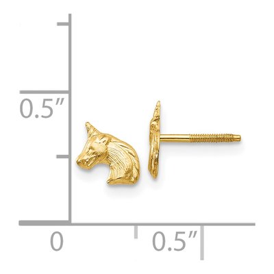14K Yellow Gold Unicorn for Girls Stud Earrings – view 5