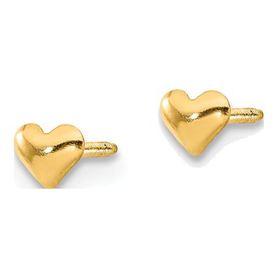 14K Yellow Gold Heart for Girls Stud Earrings – view 3