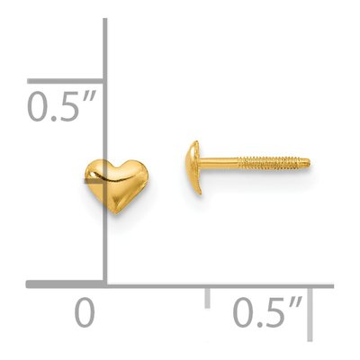 14K Yellow Gold Heart for Girls Stud Earrings – view 5
