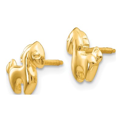14K Yellow Gold Pony Screwback Stud Earrings – view 3