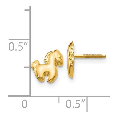 14K Yellow Gold Pony Screwback Stud Earrings – view 5