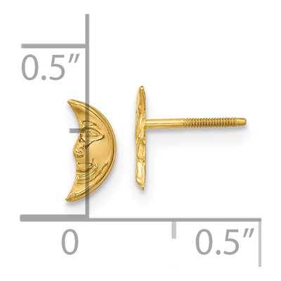 14K Yellow Gold Moon Face Screwback Stud Earrings – view 4