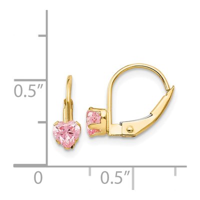 14K Yellow Gold CZ Girls' Leverback Earrings – view 5