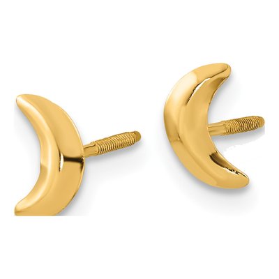 14K Yellow Gold Moon Screwback Stud Earrings – view 3