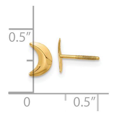 14K Yellow Gold Moon Screwback Stud Earrings – view 4