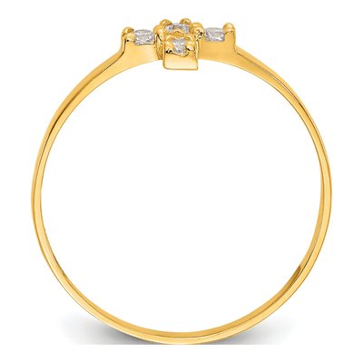 14K Yellow Gold CZ Cross Baby Ring – view 2