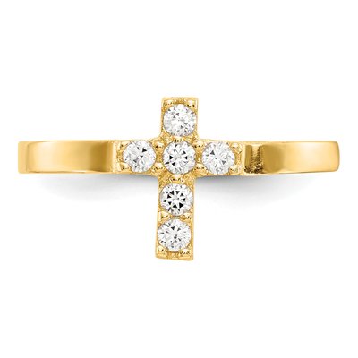 14K Yellow Gold CZ Cross Baby Ring – view 4