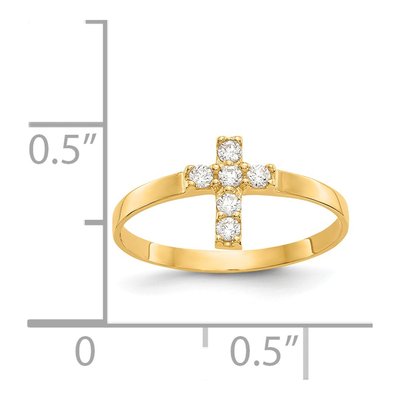 14K Yellow Gold CZ Cross Baby Ring – view 5