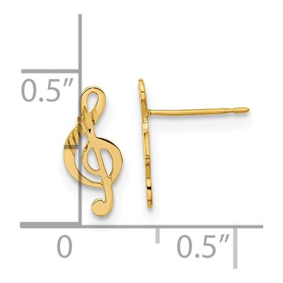 14K Yellow Gold Treble Clef Stud Earrings – view 4