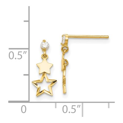 14K Yellow Gold CZ Star Dangle Earrings – view 5