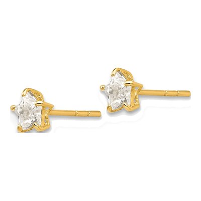 14K Yellow Gold CZ Star Kids Stud Earrings – view 3