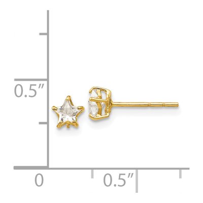 14K Yellow Gold CZ Star Kids Stud Earrings – view 5