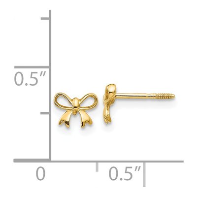14K Yellow Gold Bow for Girls Stud Earrings – view 5
