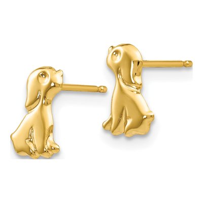 14K Yellow Gold Sitting Dog Stud Earrings – view 3