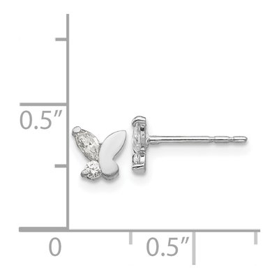 14K White Gold CZ Girls' Butterfly Stud Earrings – view 5