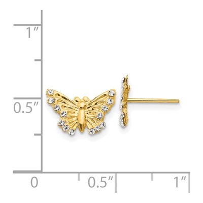 14K Yellow Gold CZ Kids' Butterfly Stud Earrings – view 5