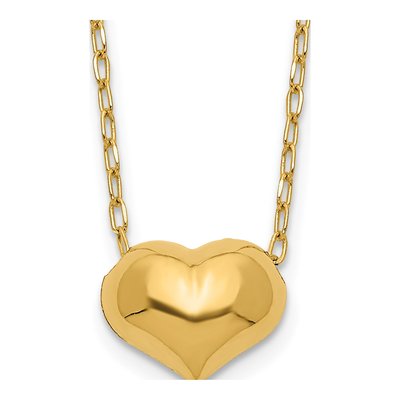 14K Yellow Gold Girls' Heart Pendant Necklace