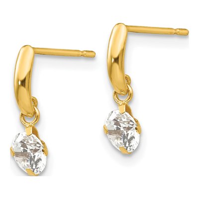 14K Yellow Gold CZ Dangle Earrings – view 3
