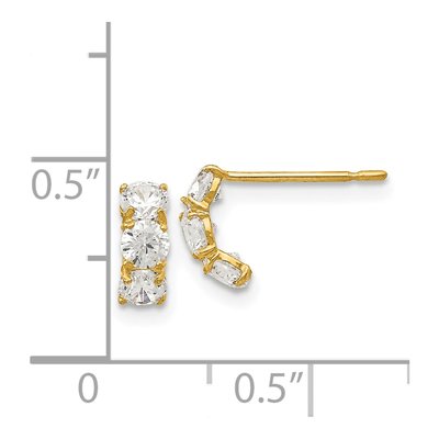 14K Yellow Gold 8mm CZ Girls' Three Hoop Earrings – view 5