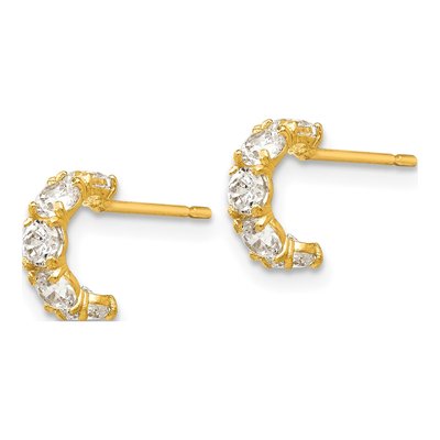 14K Yellow Gold 9mm CZ Girls' J- Hoop Earrings – view 3