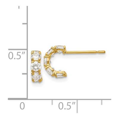 14K Yellow Gold 9mm CZ Girls' J- Hoop Earrings – view 5