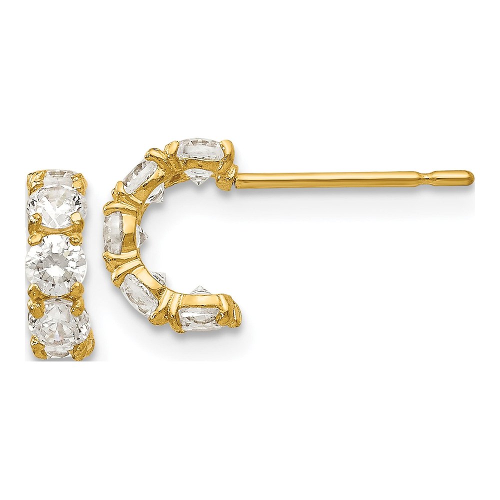 Girls' 14K Yellow Gold CZ J-Hoop Earrings