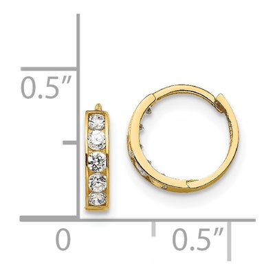14K Yellow Gold 10mm CZ Huggie Hoop Earrings – view 5