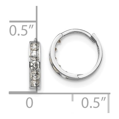 14K White Gold 10mm Girls' CZ Huggie Hoop Earrings – view 4