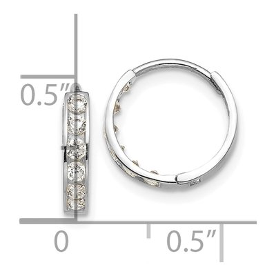 14K White Gold 12mm Girls' CZ Huggie Hoop Earrings – view 4