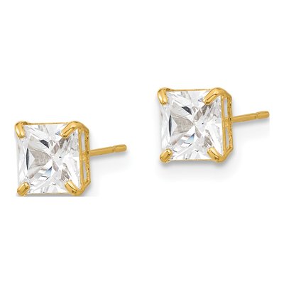 14K Yellow Gold 5mm CZ Square Stud Earrings – view 3