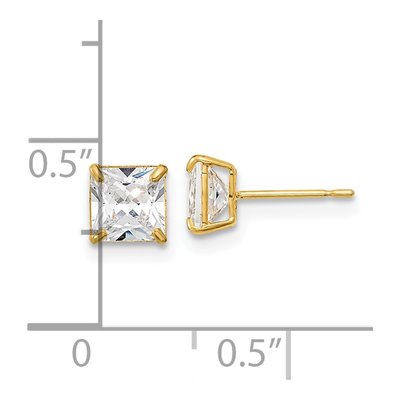 14K Yellow Gold 5mm CZ Square Stud Earrings – view 4