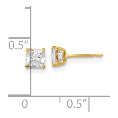 14K Yellow Gold 4mm CZ Square Stud Earrings – view 4